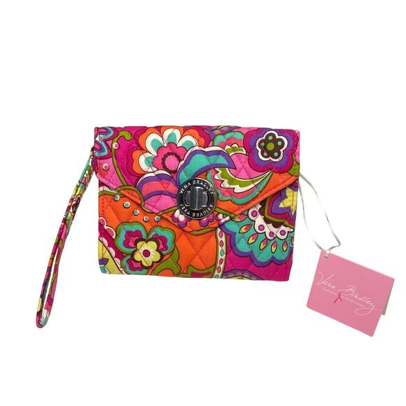 Vera Bradley Pink Swirls Your Turn Lock Smartphone Wristlet Wallet 14990-179 NWT - Picture 1 of 16